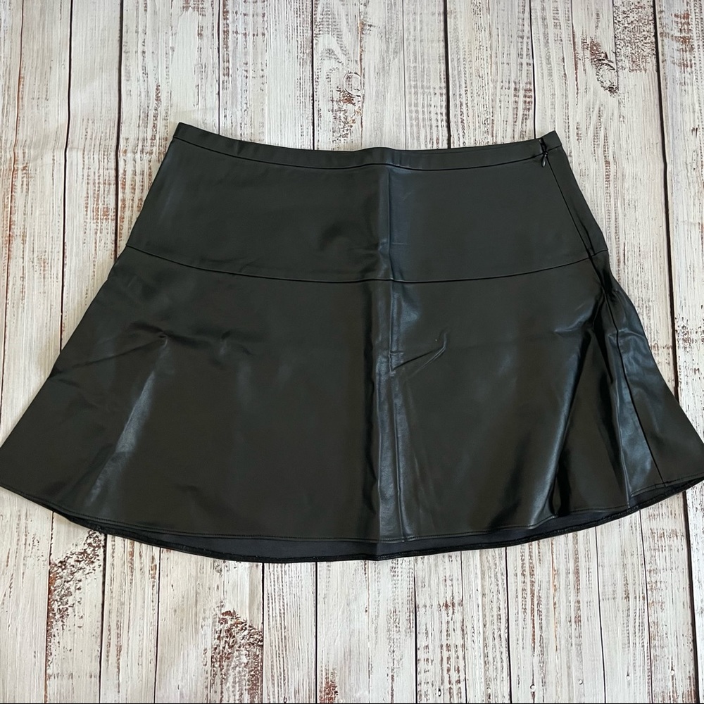 Vegan leather flare skirt
